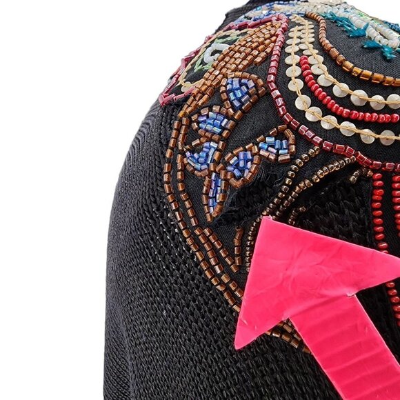 Vintage UMI Collections by Anne Crimmins Beaded Paisley Black Sweater Medium - Picture 9 of 11